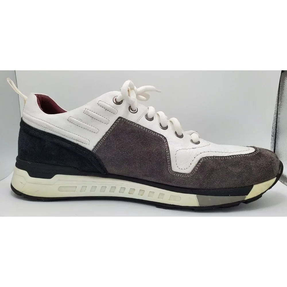 Sepol Luxury Hand Made Leather Sneakers‎ Men's 42 8.5 White Gray Black